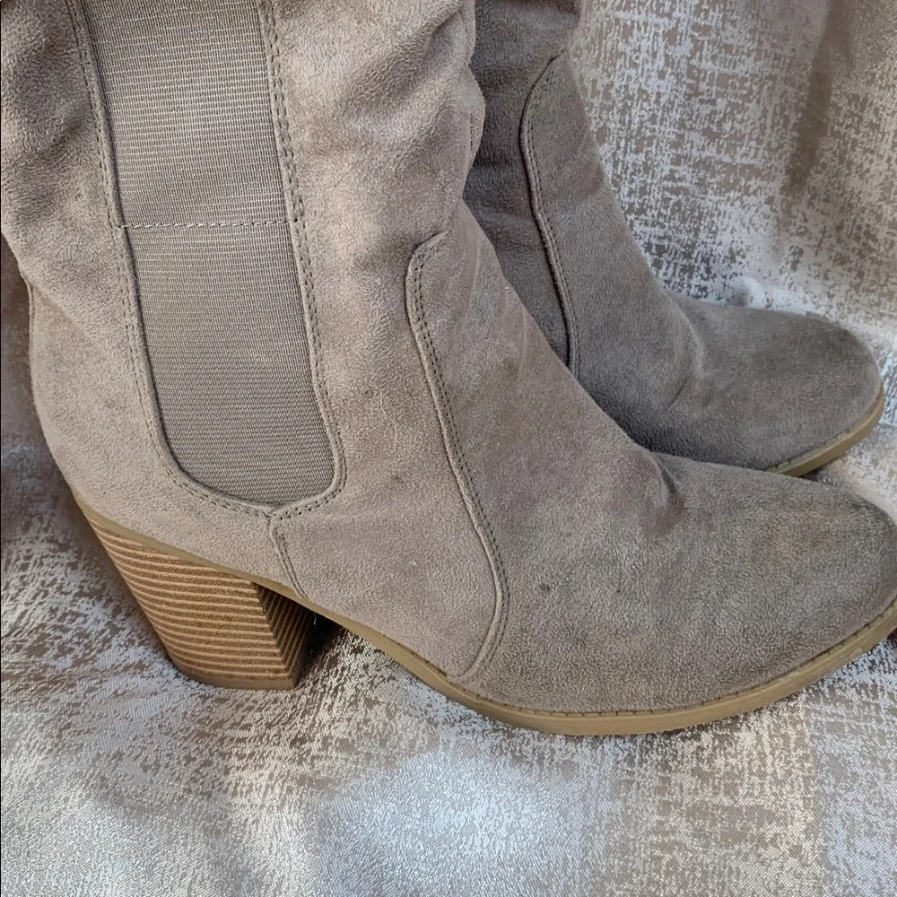 Sugar Over-the-Knee Suede Block Heel Boots - Taupe